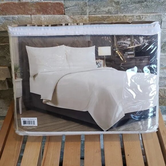 Millano Organic Cotton 4-Piece Sheet Set Ivory - Picture 3 of 4